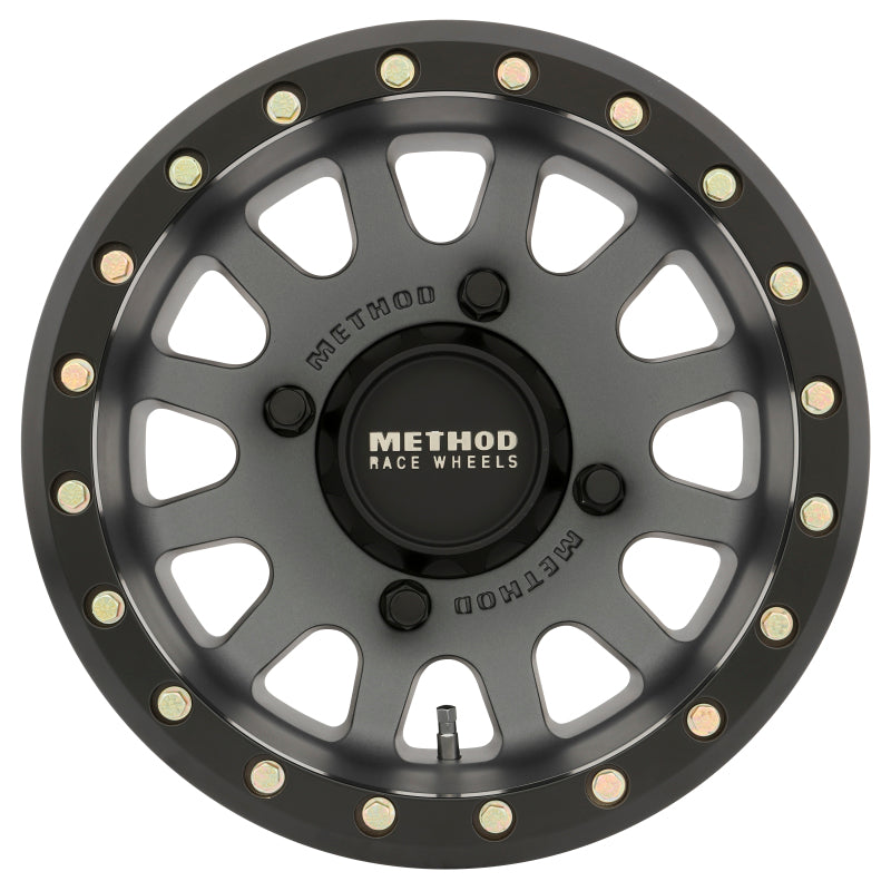 Method MR401 UTV Beadlock 15x7 / 4+3/13mm Offset / 4x156 / 132mm CB Titanium Wheel- Matte Black Ring - 0