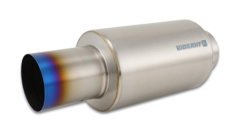 Vibrant Titanium Muffler w/Straight Cut Burnt Tip 4in Inlet / 4in Outlet - 0
