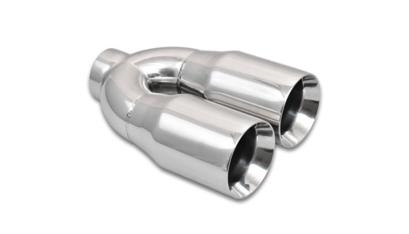 Vibrant 2.5in ID Dual 3.5in OD Round SS Tips (Double Wall, Straight Cut) - 0