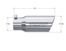 MBRP Universal Tip 4in OD 3in Inlet 10in Length Angled Rolled End T304-3