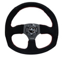 NRG Reinforced Steering Wheel (320mm Horizontal / 330mm Vertical) Suede w/Red Stitch-4