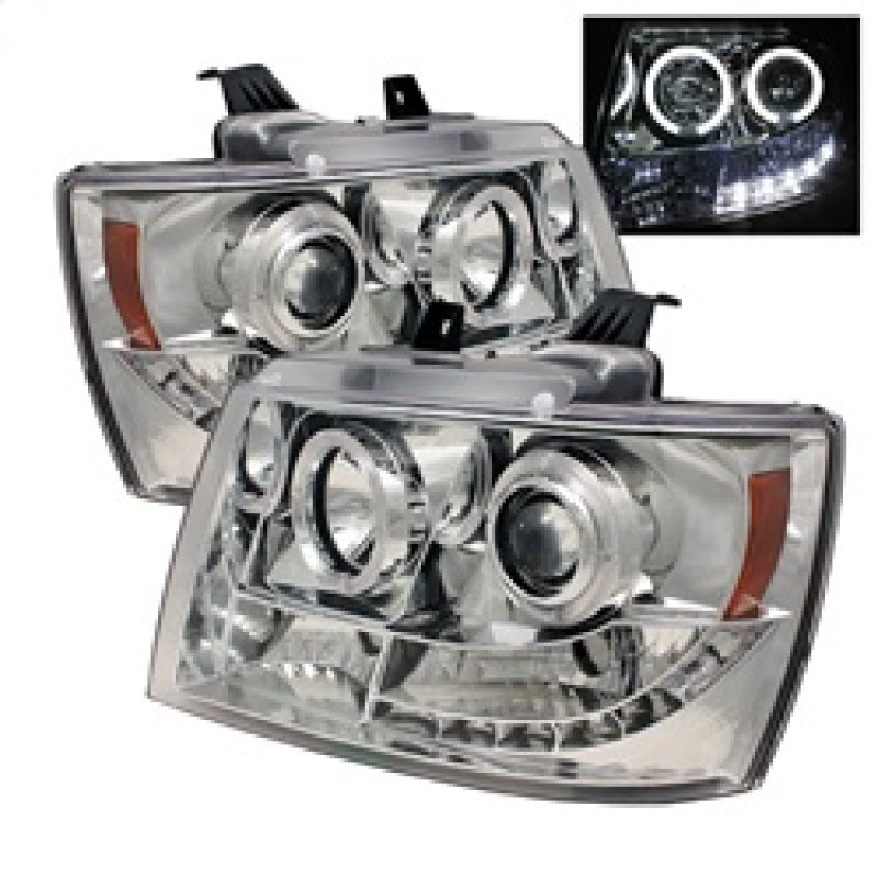 Spyder Chevy Suburban 1500 Projector Headlights LED Halo LED Chrome PRO-YD-CSUB07-HL-C - 0