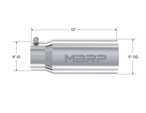 MBRP Universal Tip 5 O.D. Dual Wall Straight 4 inlet 12 length