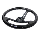 NRG Reinforced Steering Wheel (350mm / 3in. Deep) Blk Wood w/Blk Matte Spoke/Black Center Mark-3