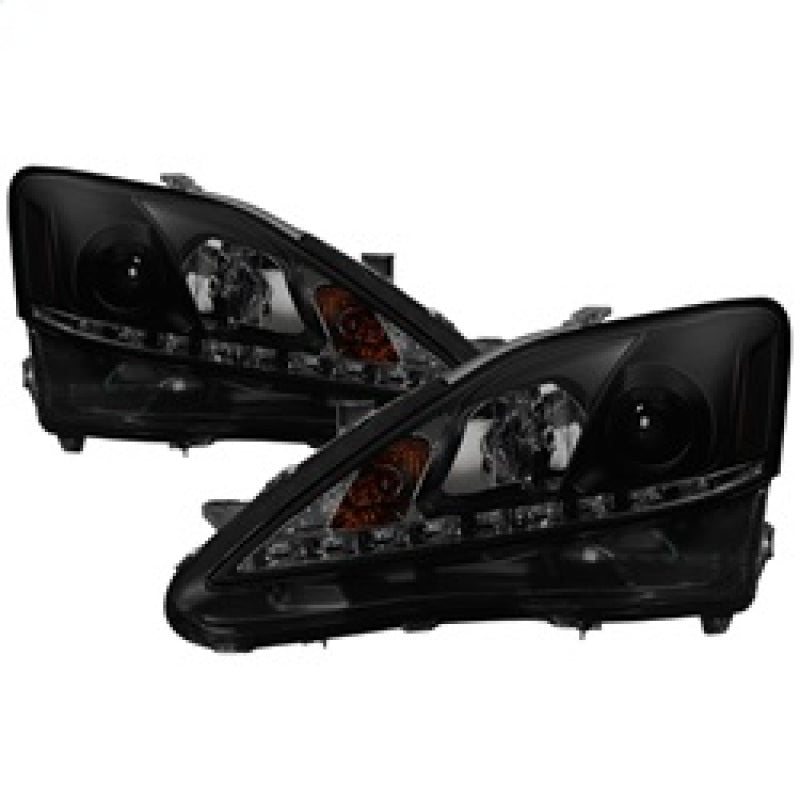 Spyder Lexus IS 250/350 2006-2010 Projector Headlights DRL Black Smoke PRO-YD-LIS06-DRL-BSM - 0