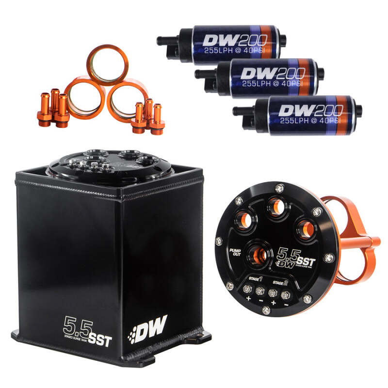DeatschWerks 5.5L Modular Surge Tank Includes 3 DW200 Fuel Pumps - 0