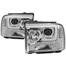 Spyder 05-07 Ford F250/350/450 SD Ver 2 Proj Headlights - Light Bar DRL - Black PRO-YD-FS05V2-LB-C-2