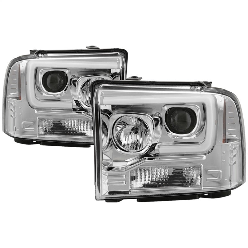 Spyder 05-07 Ford F250/350/450 SD Ver 2 Proj Headlights - Light Bar DRL - Black PRO-YD-FS05V2-LB-C - 0