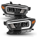 ANZO 2016-2017 Toyota Tacoma Projector Headlights w/ Plank Style Switchback Black w/ Amber w/ DRL-8