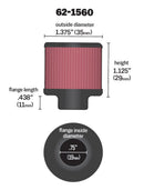K&N 0.75 inch ID 1.375 inch OD 1.125 inch H Clamp On Crankcase Vent Filter-5