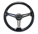 NRG Reinforced Steering Wheel (350mm / 3in. Deep) Black Multi Color Flake Wood w/ Black Matte Center-2