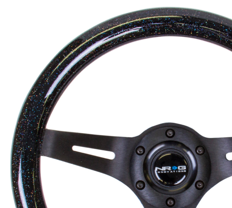 NRG Classic Wood Grain Steering Wheel (310mm) Black Sparkle w/Blk 3-Spoke Center - 0