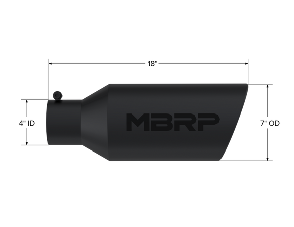 MBRP Universal Exhaust Tip 7in O.D. Rolled End 4in Inlet 18in Length - Black