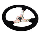 NRG Reinforced Steering Wheel (350mm / 3in. Deep) Blk Suede Floral Dipped w/ Blk Baseball Stitch-3