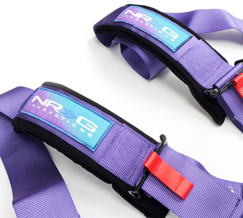 NRG SFI 16.1 5Pt 3 Inch Seat Belt Harness with Pads / Cam Lock - Purple - 0