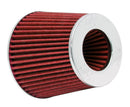 K&N Universal Air Filter Chrome Round Tapered Red - 4in Flange ID x 1.125in Flange Length x 5.5in H-4