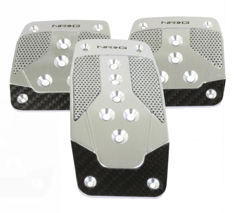 NRG Aluminum Sport Pedal M/T - Silver w/Black Carbon - 0