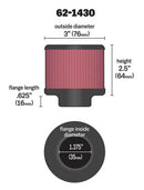K&N 1.375in Flange ID x 3in OD x 2.5in H Rubber Base Crankcase Vent Filter-3