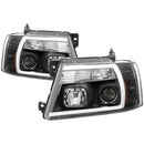 Spyder 04-08 Ford F-150 Projector Headlights - Light Bar DRL - Black PRO-YD-FF15004V2-LB-BK-2