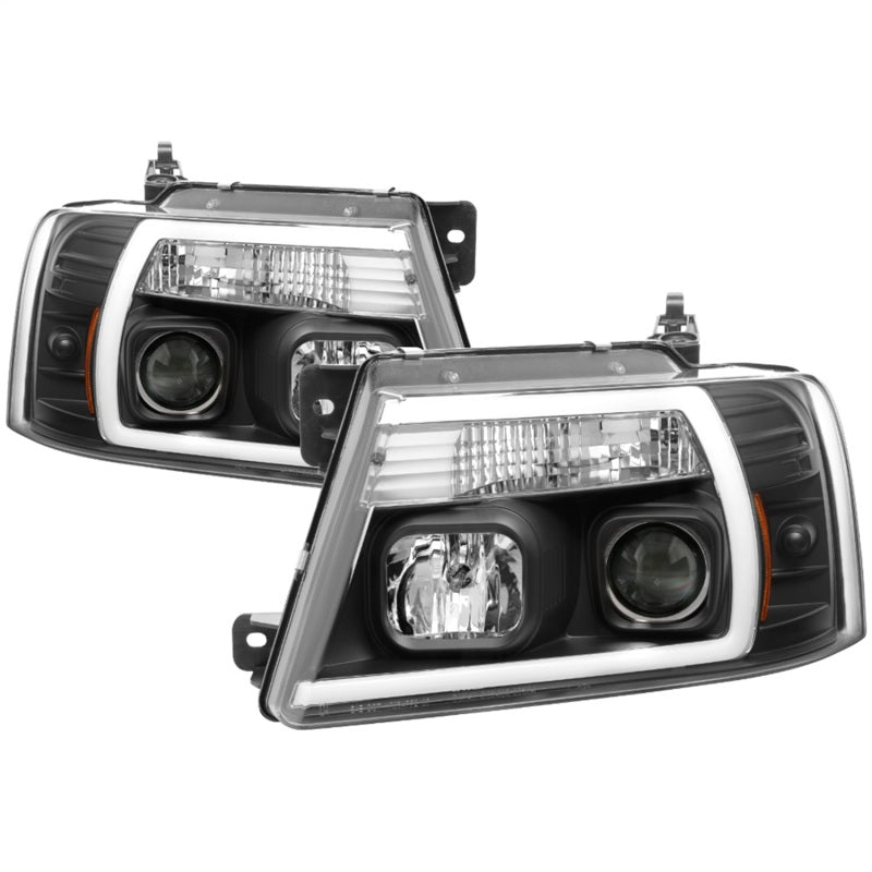 Spyder 04-08 Ford F-150 Projector Headlights - Light Bar DRL - Black PRO-YD-FF15004V2-LB-BK - 0