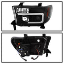 Spyder 08-13 Toyota Sequoia Projector Headlights - Light Bar DRL - Black PRO-YD-TTU07V2-LB-BK-9