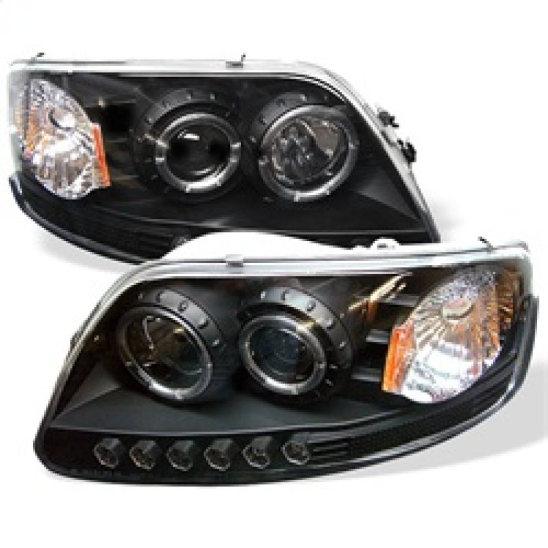 Spyder Ford F150 97-03 Projector - LED Halo Amber Reflctr LED Blk PRO-YD-FF15097-1P-AM-BK - 0