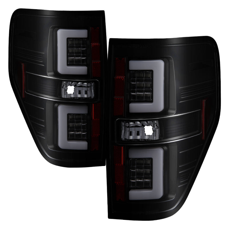 Spyder 09-14 Ford F150 V2 Light Bar LED Tail Lights - Blk Smoke (ALT-YD-FF15009V2-LBLED-BSM)