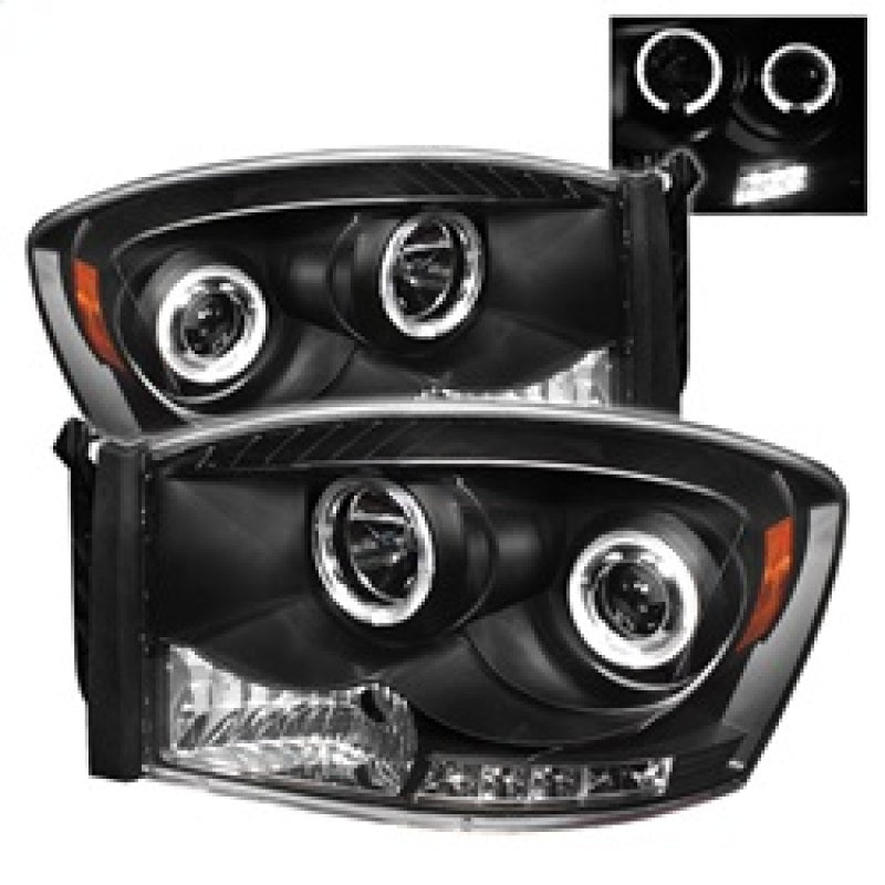 Spyder Dodge Ram 1500 06-08/Ram 2500 06-09 Projector Headlights LED Halo LED Blk PRO-YD-DR06-HL-BK - 0