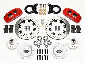 Wilwood Dynapro 6 Front Hub Kit 12.19in Drill Red 1970-1973 Mustang Disc & Drum Spindle