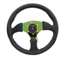 NRG Reinforced Steering Wheel (350mm / 2.5in. Deep) Leather Race Comfort Grip w/4mm Neochrome Spokes-4