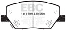 EBC 2015+ Fiat 500X 1.4L Turbo Greenstuff Front Brake Pads-3