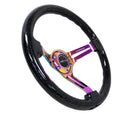 NRG Reinforced Steering Wheel (350mm / 3in. Deep) Blk Multi Color Flake w/ Neochrome Center Mark-4