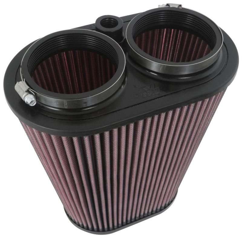 K&N Universal Clamp-On Air Filter 3-1/8in Dual FLG  8-7/8in X 5-3/16 B 6-1/4in X 4IN T, 9inH W/STUD - 0