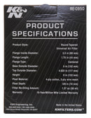 K&N Universal Rubber Filter 3 1/2inch ID FLG / 6inch Base / 4-5/8inch Top / 6inch Height-24