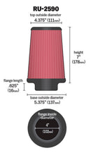 K&N Filter Universal Rubber Filter 4 inch Flange 5 3/8 inch Base 4 3/8 inch Top 7 inch Height-16