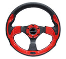 NRG Reinforced Steering Wheel (320mm) Blk w/Red Trim & 5mm 3-Spoke-6