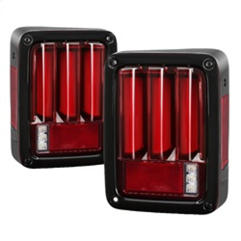 Spyder 07-16 Jeep Wrangler Version 2 Light Bar LED Tail Lights - Red Clear (ALT-YD-JWA07V2-LBLED-RC) - 0