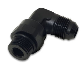 Vibrant -8AN Male Flare to Male -6AN ORB Swivel 90 Degree Adapter Fitting - Anodized Black - 0