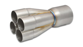 Vibrant 4-1 SS Merge Collectors (2in Inlet Slipover ID 3in Merge Outlet OD) - Sold Individually - 0