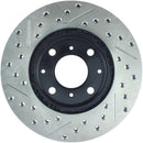 StopTech 96-00 Honda Civic DX/HX Coupe/90-00 Civic DX/LX Sedan Slotted & Drilled Left Front Rotor-3