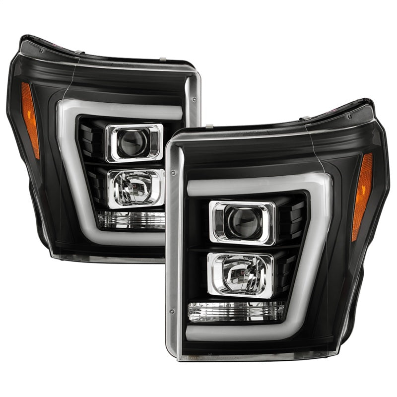 Spyder Ford F250/350/450 11-16 V2 High-Power LED Headlights-White Light Bar-Black PRO-YD-FS11V2PL-BK - 0