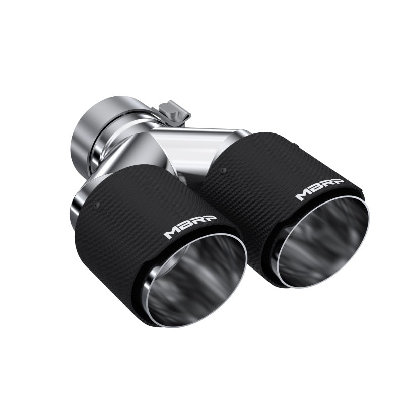MBRP 3in ID / Dual 4in OD Out Staggered L 9.37in / R 9.87in Dual Wall Carbon Fiber Univ Exhaust Tip - 0