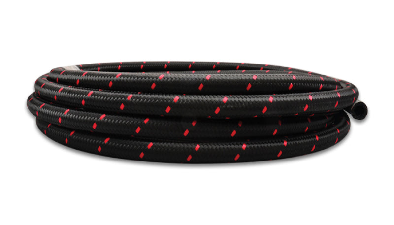 Vibrant -8 AN Two-Tone Black/Red Nylon Braided Flex Hose (2 foot roll) - 0