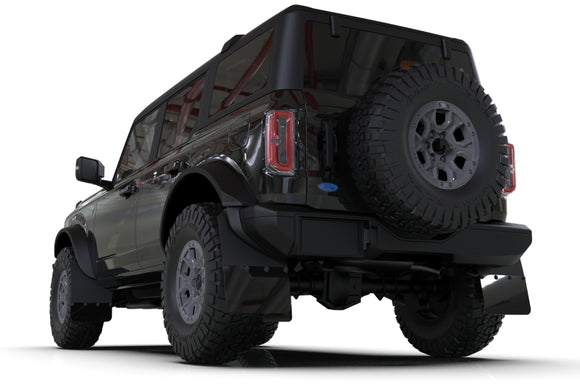 Rally Armor 21-25 Ford Bronco (Plstc Bmpr + RR - NO Rptr/Sprt) Blk Mud Flap w/Area Blue Logo