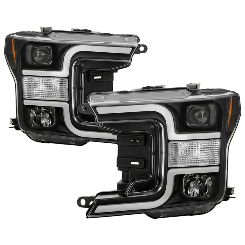 Spyder 18-19 Ford F-150 Projector Headlights - Halogen Model Only - Black PRO-YD-FF15018-LB-BK