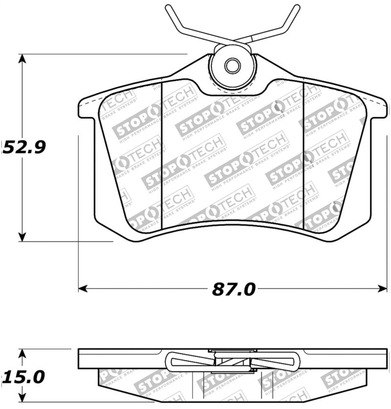 StopTech 02-08 Audi A4 Quattro / 2/99-02 Audi S4 / 93-10 VW Golf GL/GLS Performance Rear Brake Pads - 0