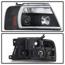 Spyder 04-08 Ford F-150 Projector Headlights - Light Bar DRL - Black PRO-YD-FF15004V2-LB-BK-9