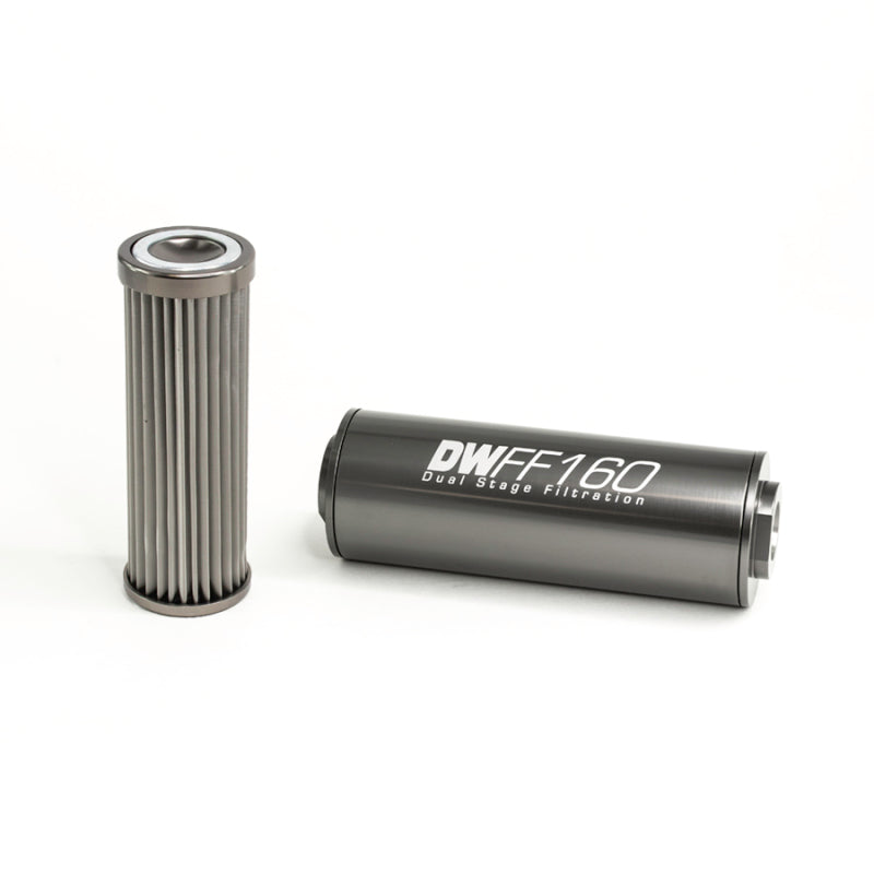 DeatschWerks Stainless Steel 10AN 10 Micron Universal Inline Fuel Filter Housing Kit (160mm) - 0