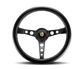 Momo Prototipo Steering Wheel 350 mm - Black Leather/Wht Stitch/Black Spokes