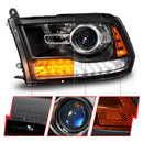 ANZO 09-18 Dodge Ram 1500/2500/3500 LED Plank Style Headlights Switchback + Sequential - Matte Black-11